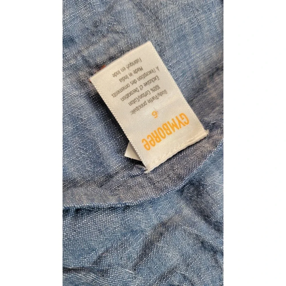 Gymboree Autumn Adventures Girls Pumpkin Chambray Denim Jumper Dress Size 6